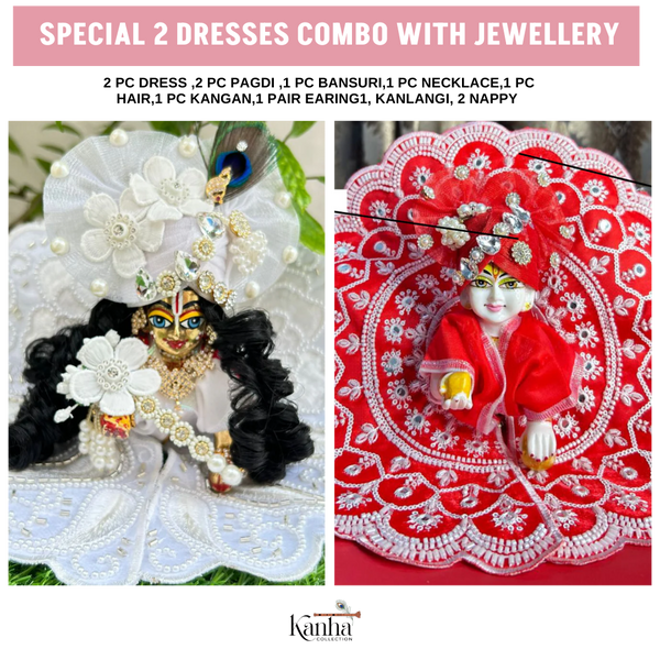 Festive Combo – 2 Dresses & Jewellery (12Pc Set)
