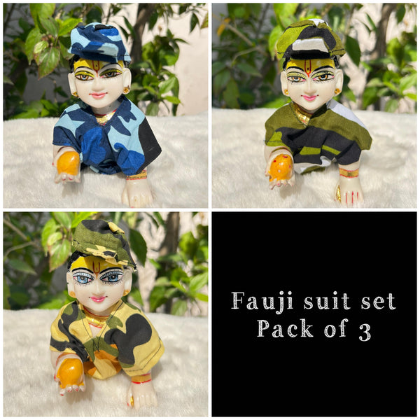 Beautiful fauji dress set for laddu gopal regular wear Pack of 3