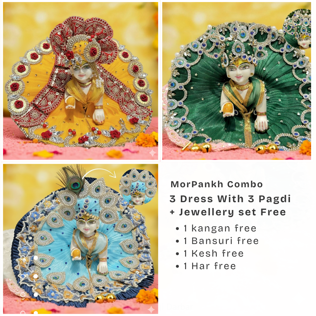 Beautiful Premium 3 Heavy Dress Combo With Pagdi + Jewellery Set Free