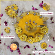 Most elegant yellow rose dress for janamastmi