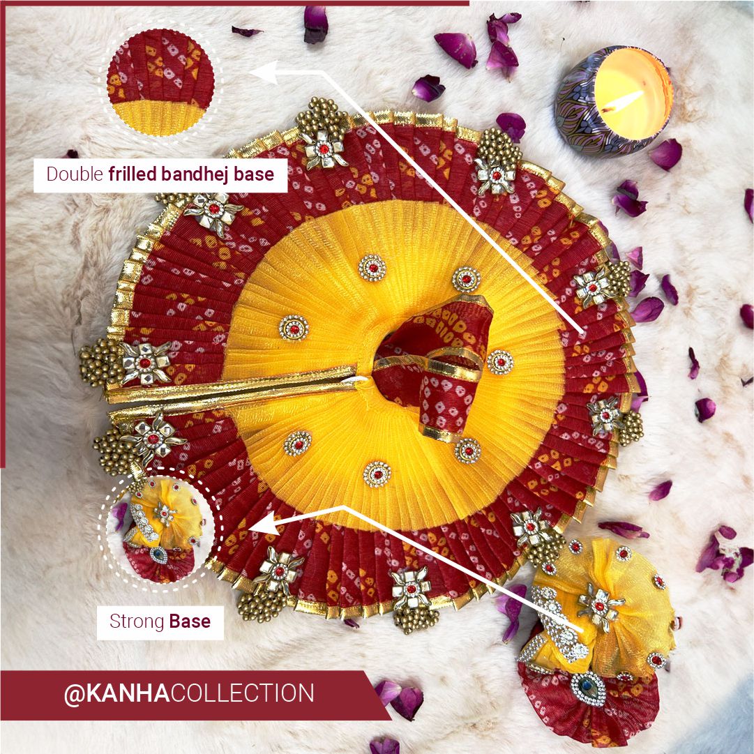 Beautiful yellow and red combination dress with kudan and banbhej