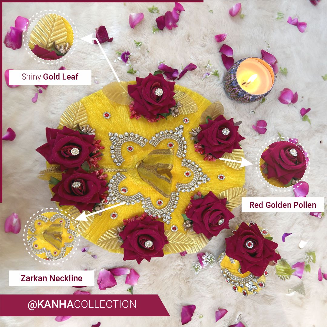 Beautiful designer Yellow dress with Red Roses