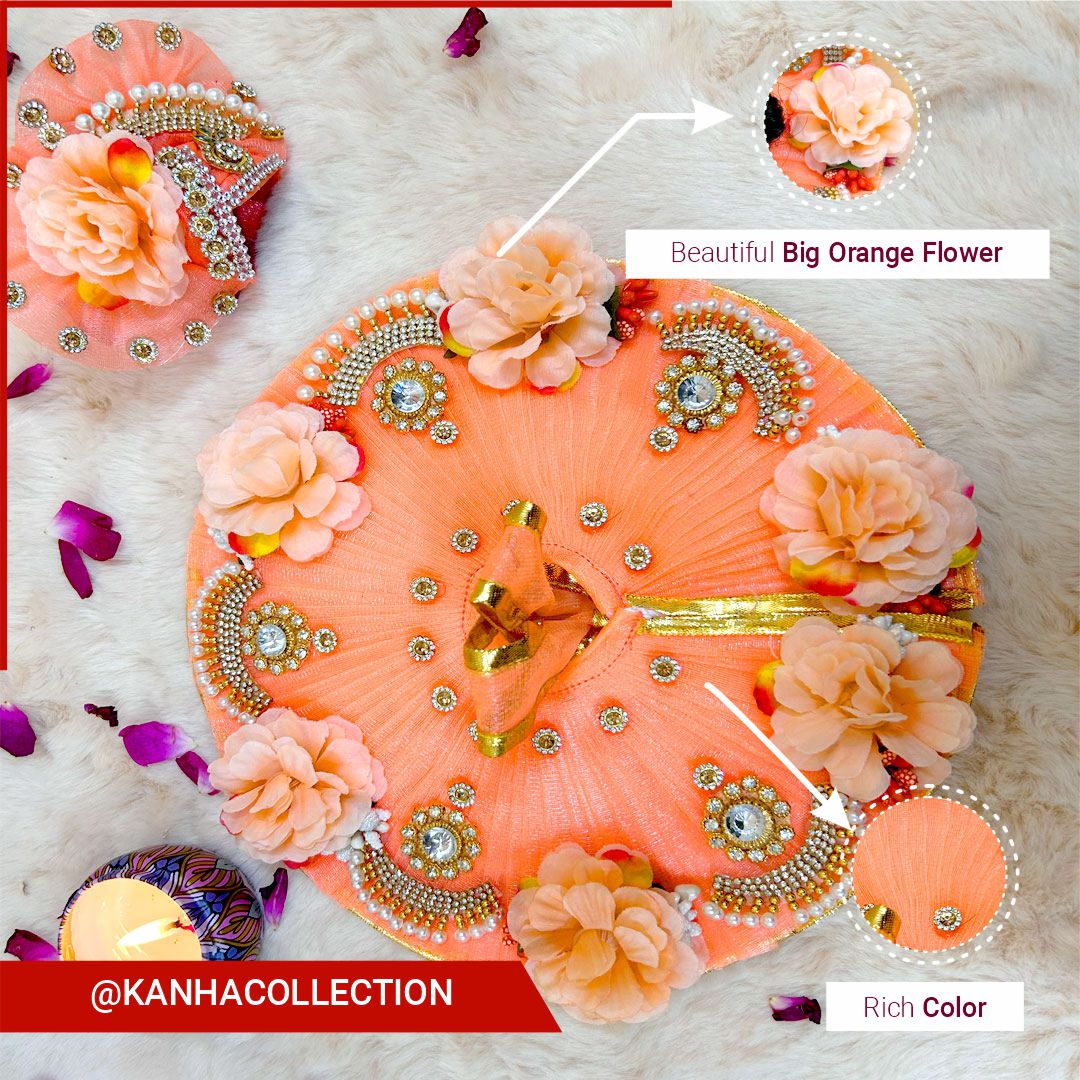 Beautiful designer PEACH FLOWER Dress with Pagdi