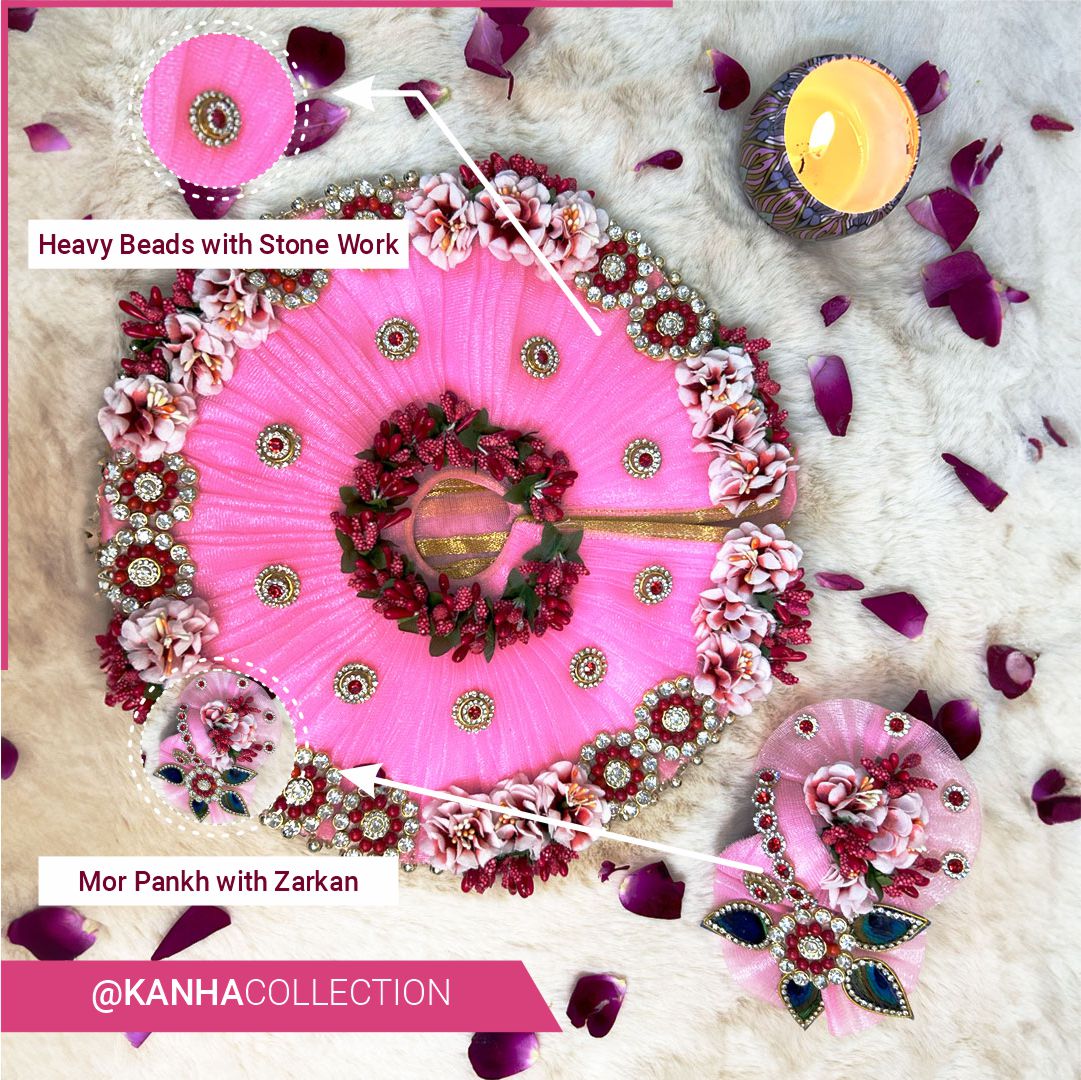 Heavy Pink Flower Dress with Pagdi