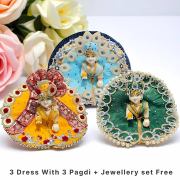 Beautiful Premium 3 Heavy Dress Combo With Pagdi + Jewellery Set Free