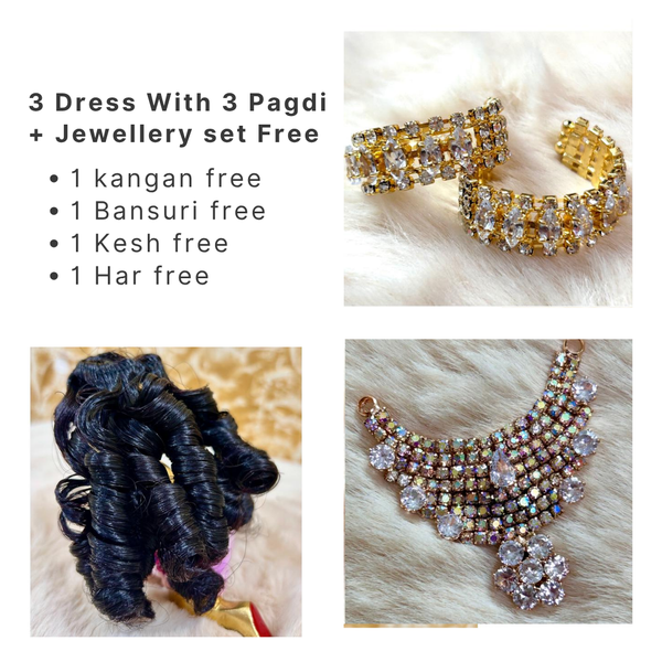 Beautiful Premium 3 Heavy Dress Combo With Pagdi + Jewellery Set Free (Butterfly Combo)