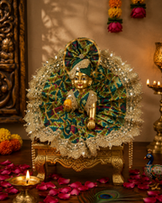 Laddu Gopal Ji Designer Poshak – Royal Peacock Elegance - With Pagdi & Patka