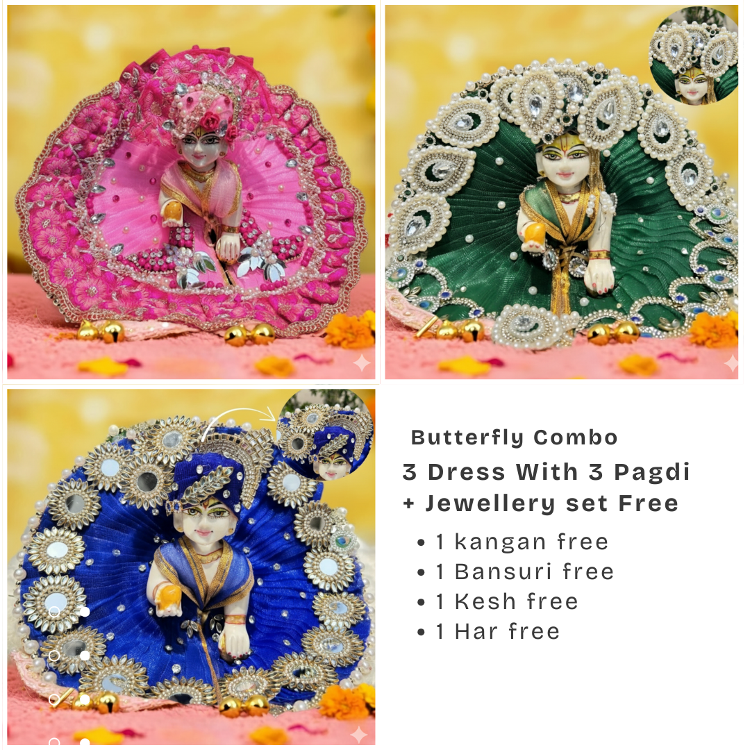 Beautiful Premium 3 Heavy Dress Combo With Pagdi + Jewellery Set Free