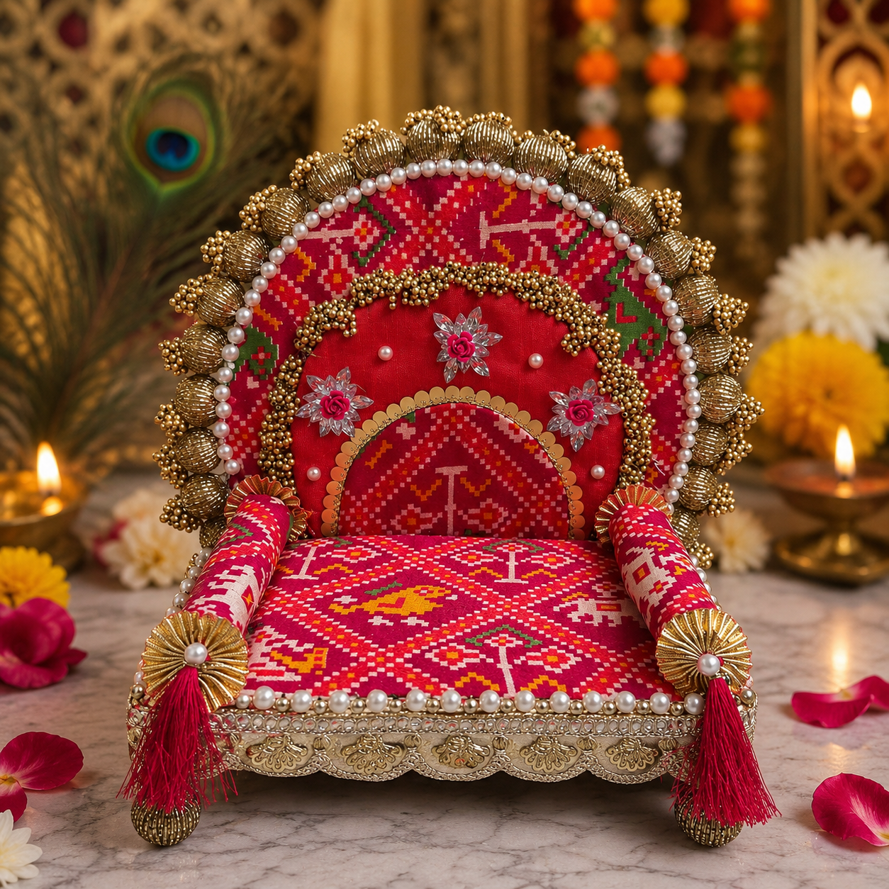 Beautiful & Premium Patola  Singhasan For laddu gopal ji