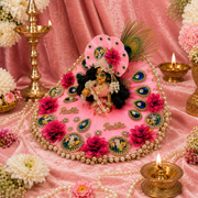 Radha Ashtami Special Pink Mor Pankh Shringar Dress for Laddu Gopal Ji