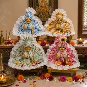 Premium Pure Cotton Dress for Laddu Gopal ji 4pc Set with 4 Pagdi Without Bukram Washable Dress