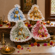 Premium Pure Cotton Dress for Laddu Gopal ji 4pc Set with 4 Pagdi Without Bukram Washable Dress