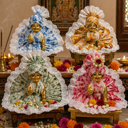 Premium Pure Cotton Dress for Laddu Gopal ji 4pc Set with 4 Pagdi Without Bukram Washable Dress