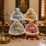 Premium Pure Cotton Dress for Laddu Gopal ji 4pc Set with 4 Pagdi Without Bukram Washable Dress