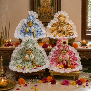 Premium Pure Cotton Dress for Laddu Gopal ji 4pc Set with 4 Pagdi Without Bukram Washable Dress