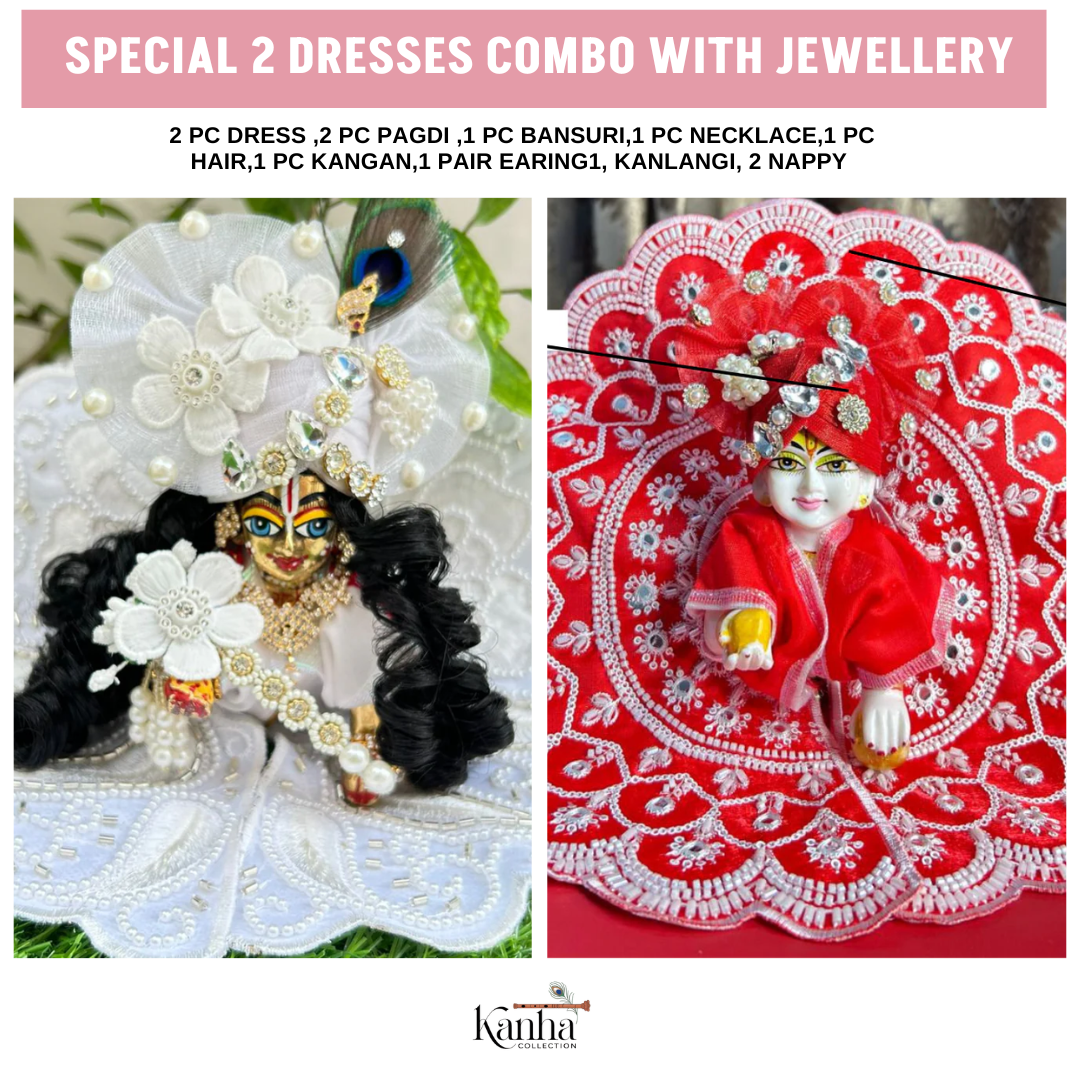 Festive Combo – 2 Dresses & Jewellery (12Pc Set)