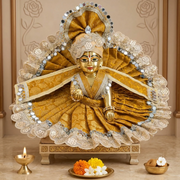 Laddu Gopal Ji 3 Dress Combo with Pagdi & Patka | Royal Blue, Pink & Golden Designer Poshak Set (Pink Lehriya Combo)
