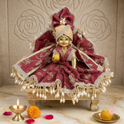 Laddu Gopal Ji 3 Dress Combo with Pagdi & Patka – Premium Designer Poshak Set (Yellow Patola Combo)