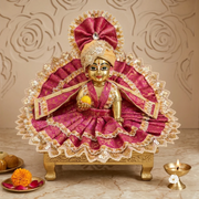 Laddu Gopal Ji 3 Dress Combo with Pagdi &amp; Patka – Premium Designer Poshak Set (Ivory Combo)
