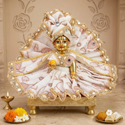 Laddu Gopal Ji 3 Dress Combo with Pagdi &amp; Patka – Premium Designer Poshak Set (Ivory Combo)