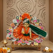 Premium Orange Velvet Dress For Laddu Gopal Ji With Pagdi
