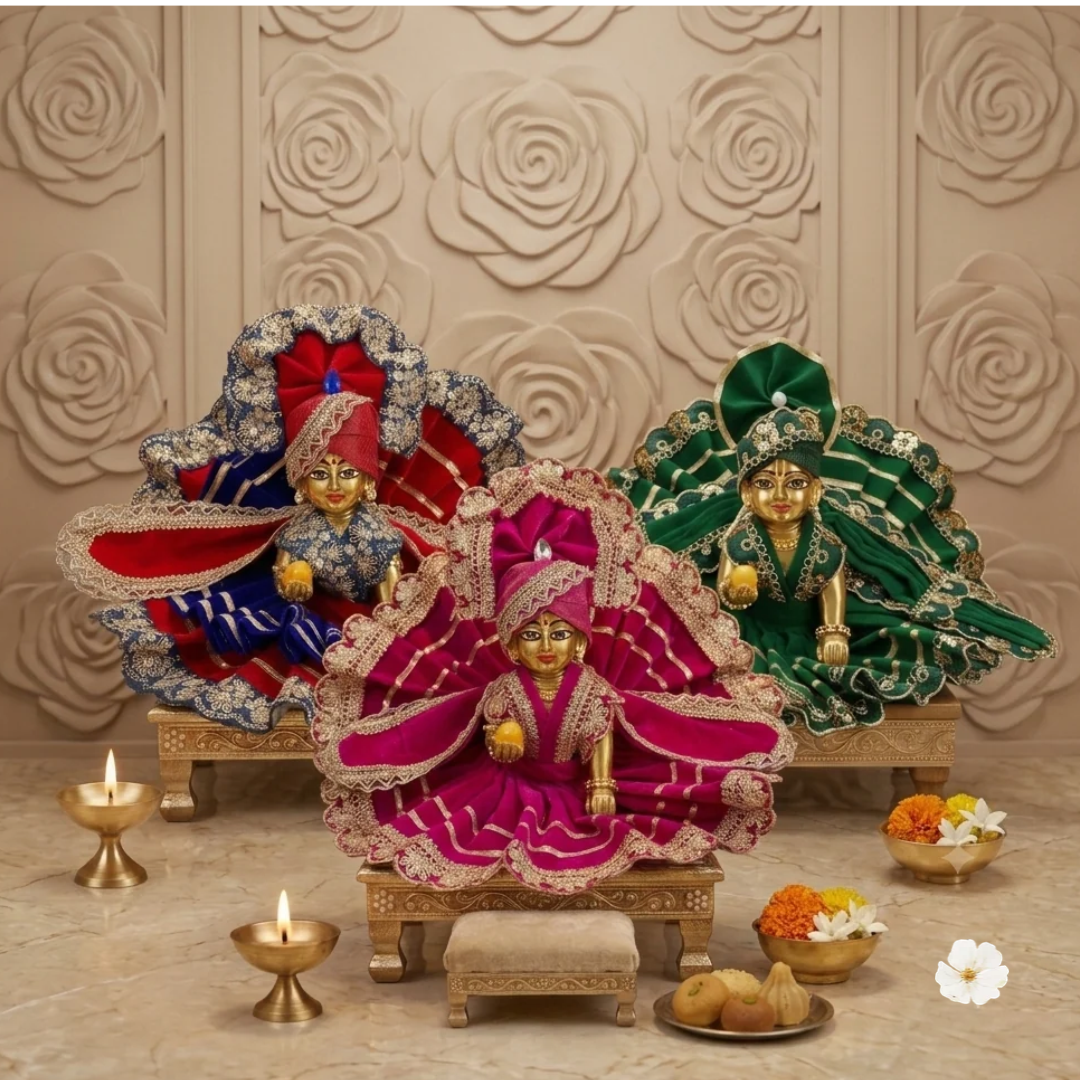 Premium Winter Velvet Dresses For Laddu Gopal Ji With Pagdi + Velvet Shawl Free
