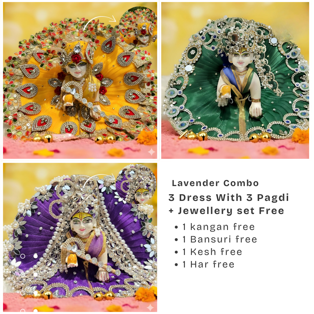 Beautiful Premium 3 Heavy Dress Combo With Pagdi + Jewellery Set Free