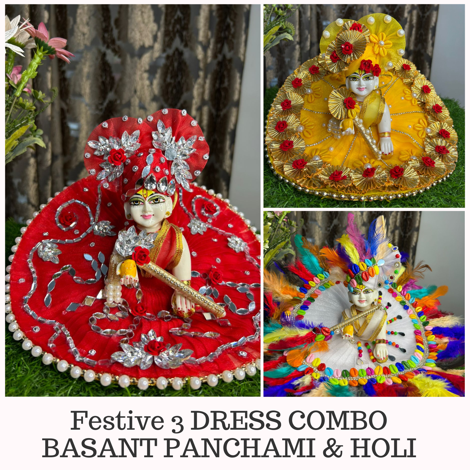 Laddu ji 3 Dress Combo with 3 Bansuri & Pagdi
