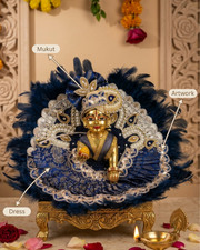 Royal Blue & Golden Laddu Gopal Designer Dress For Diwali