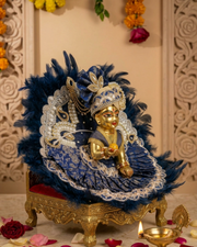 Royal Blue & Golden Laddu Gopal Designer Dress For Diwali