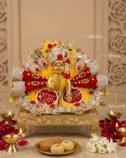 Royal Yellow & Red Subh Labh Dress For Laddu gopal Ji For Diwali