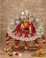 Red &amp; Gold Designer Laddu Gopal Dress For Diwali