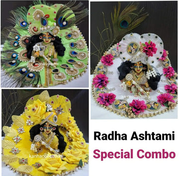 Radha Ashtami Festive combo PACK 0F 10pc 3 DESIGNER DRESS WITH MATCHING BANSURI & PAGD I