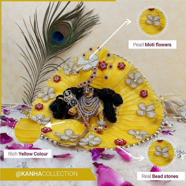 Designer Peach Dress with beautiful pearl flowers