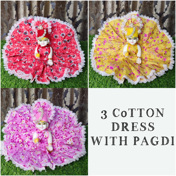 Beautiful 3 Cotton Dress with 3 Pagdi