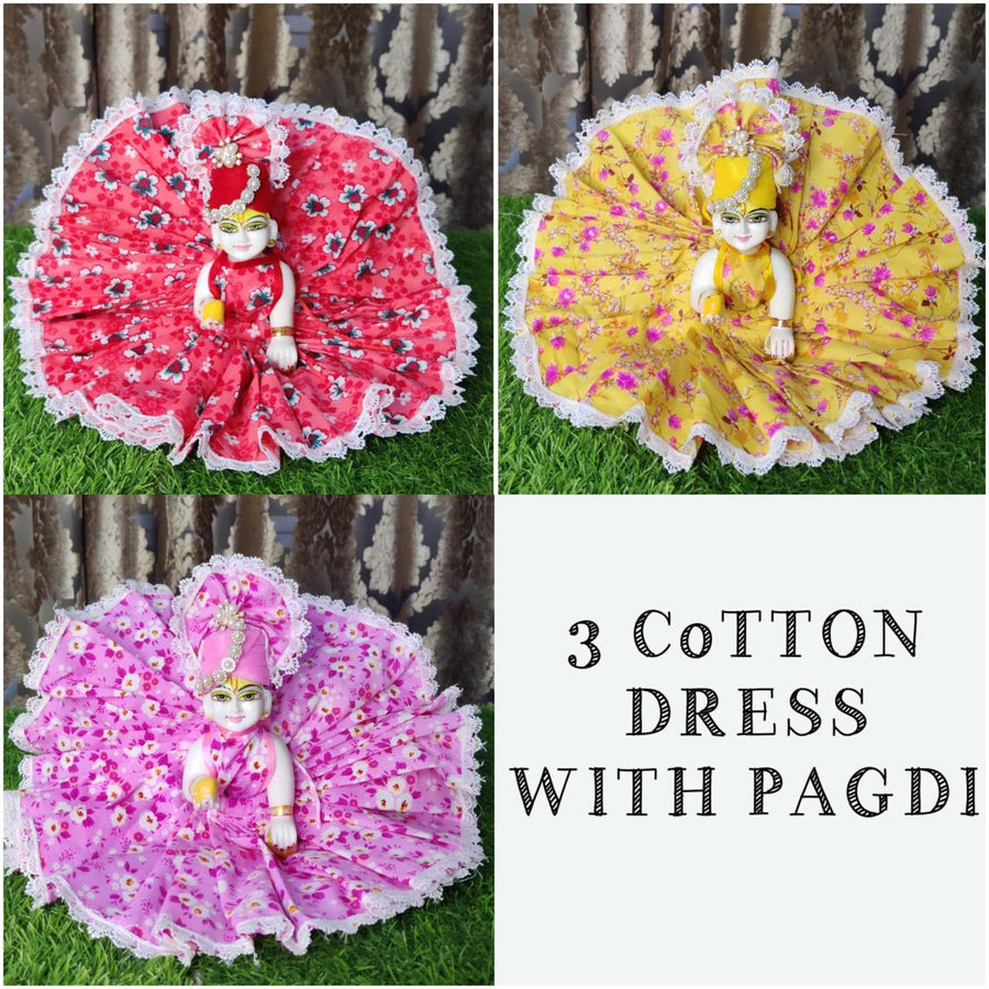 Beautiful 3 Cotton Dress with 3 Pagdi