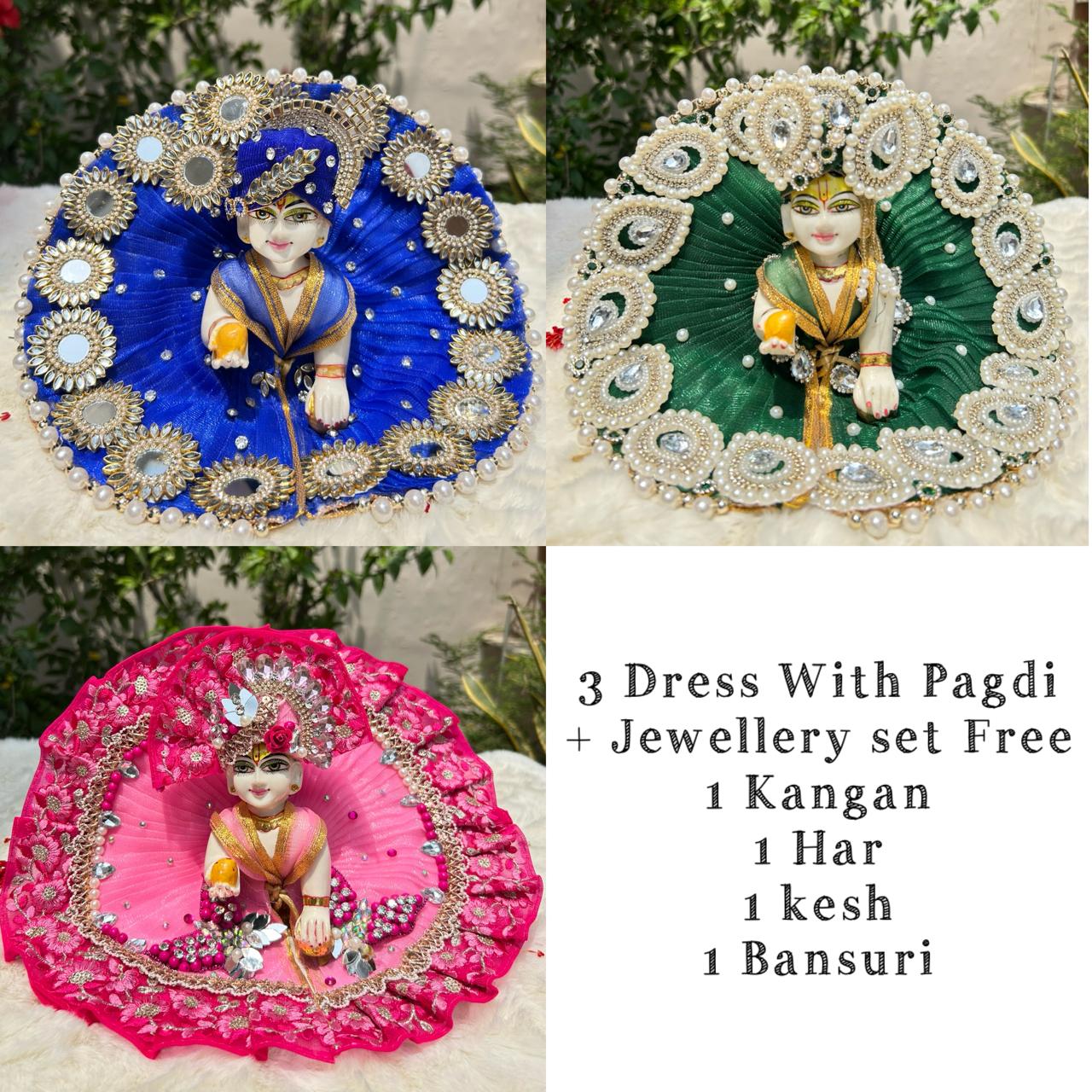 Beautiful Premium 3 Heavy Dress Combo With Pagdi + Jewellery Set Free (Butterfly Combo)
