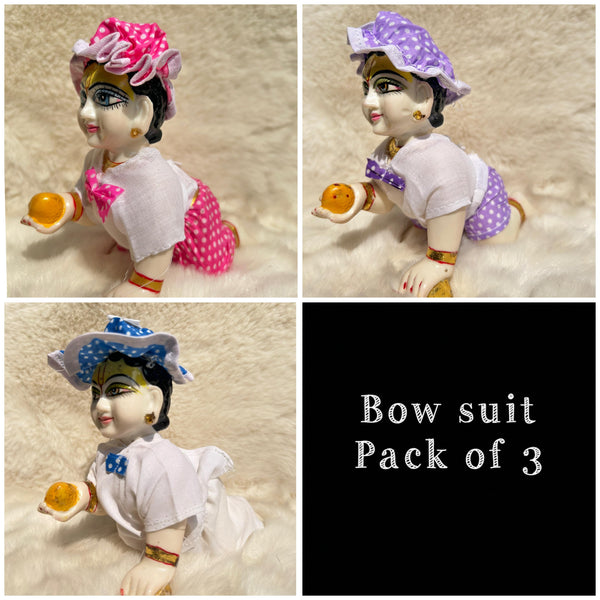 Beautiful Cotton Bow Suit for laddu gopal ji regular wear Pack of 3