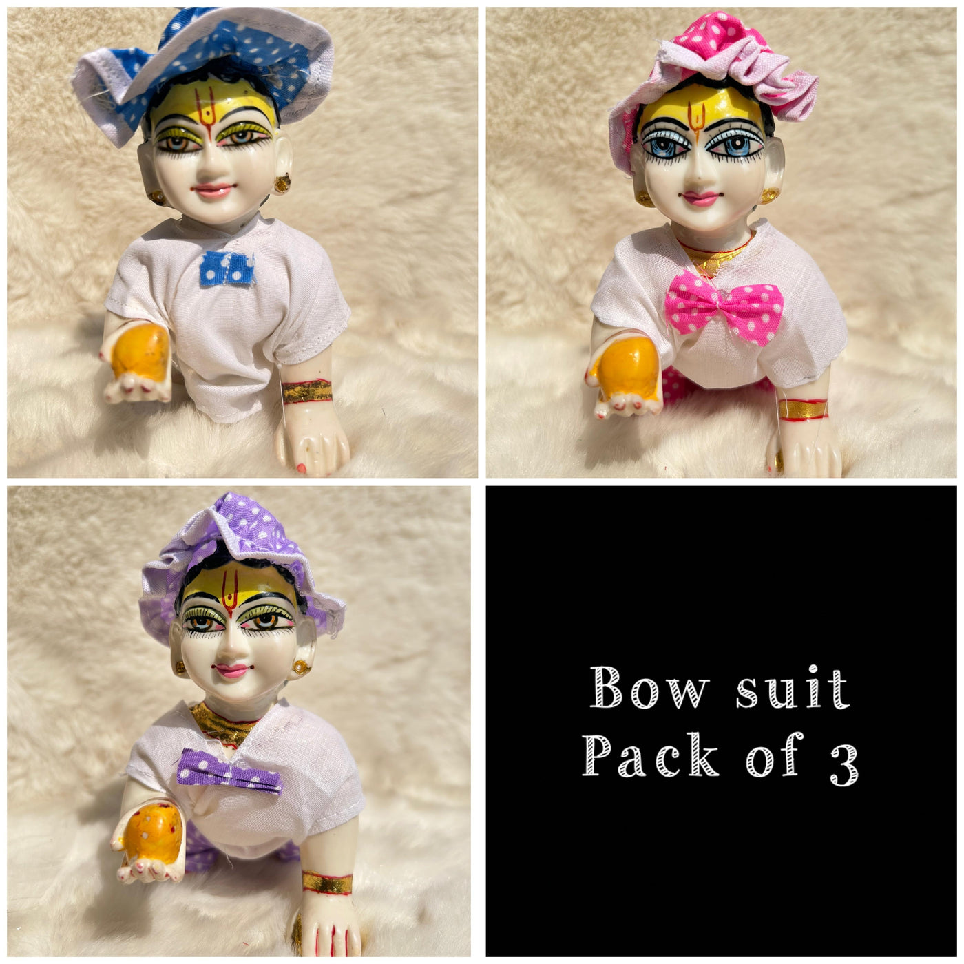 Beautiful Cotton Bow Suit for laddu gopal ji regular wear Pack of 3
