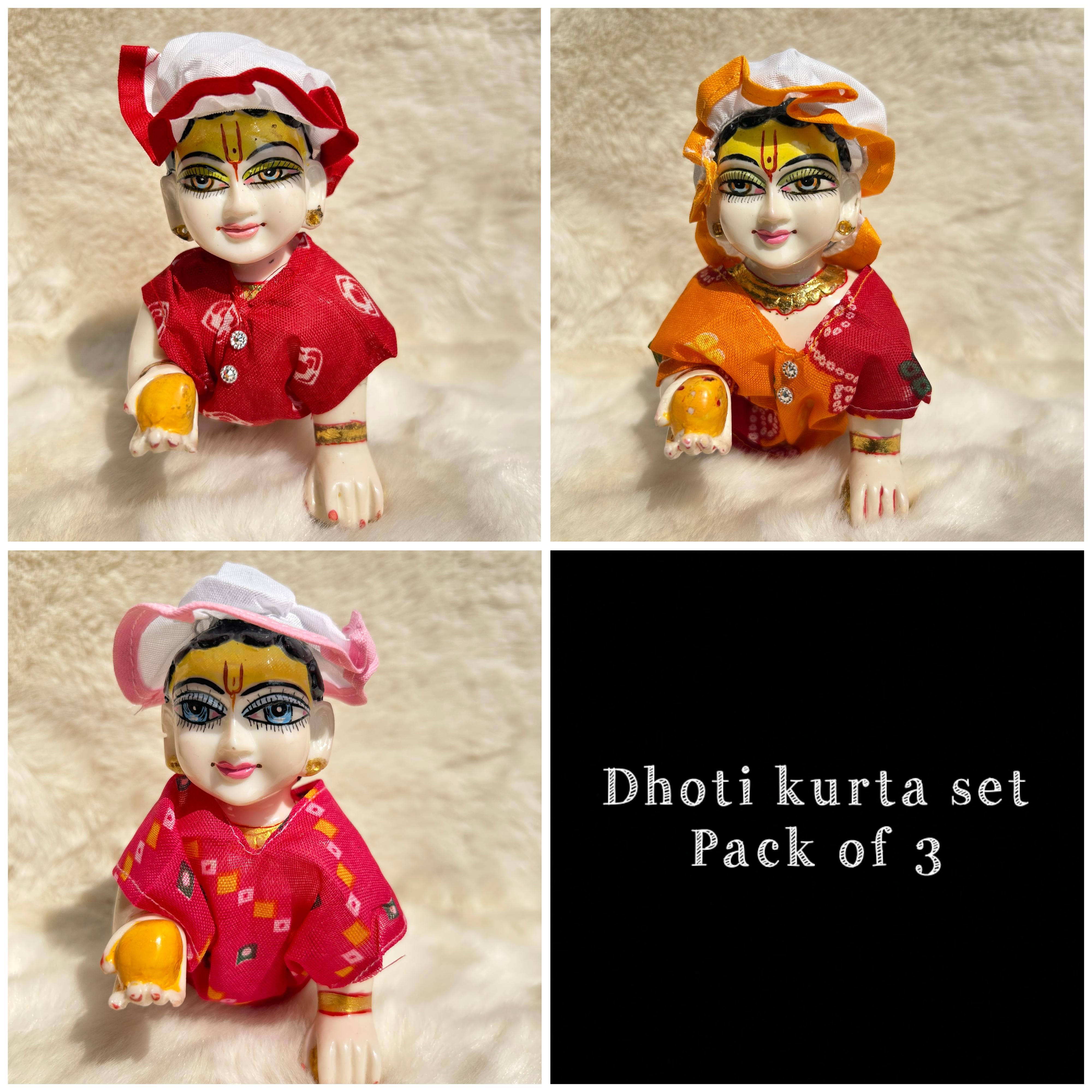 Beautiful prints Dhoti Kurta Set for laddu gopal regular wear Pack of 3