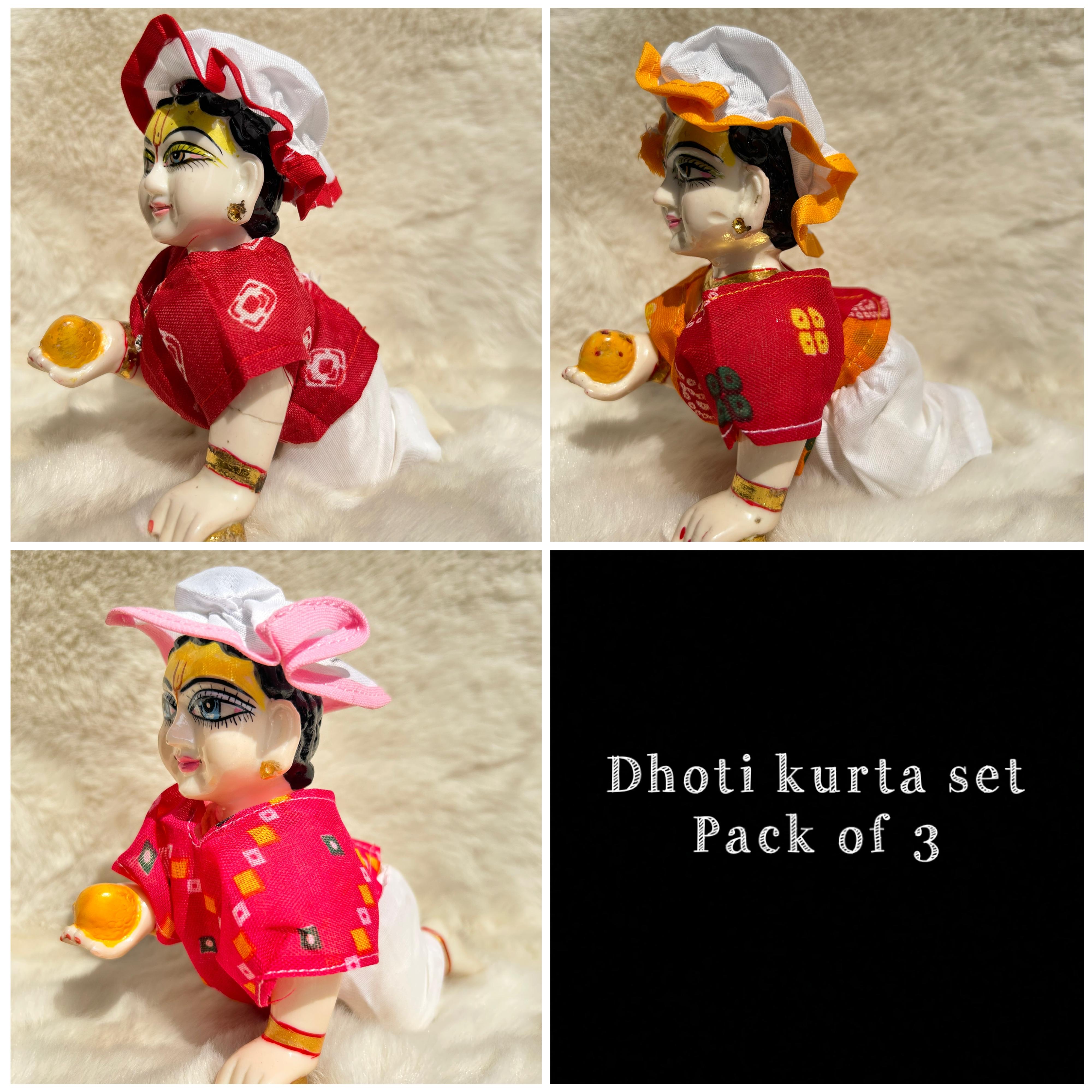 Beautiful prints Dhoti Kurta Set for laddu gopal regular wear Pack of 3