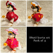 Beautiful prints Dhoti Kurta Set for laddu gopal regular wear Pack of 3