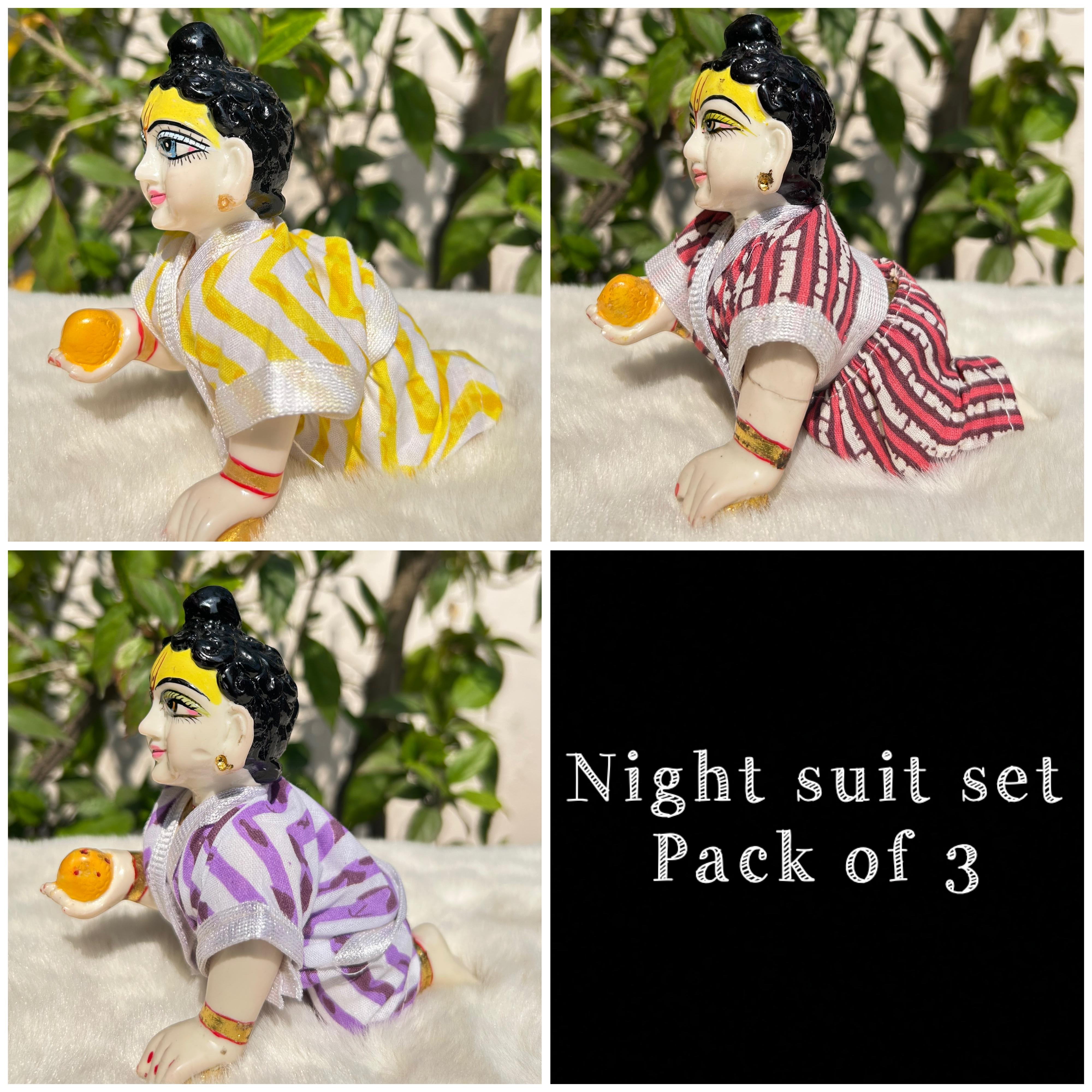 Beautiful Cotton night suit for laddu gopal ji Pack of 3