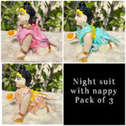 Beautiful night Suit with nappy for laddu gopal Pack of 3