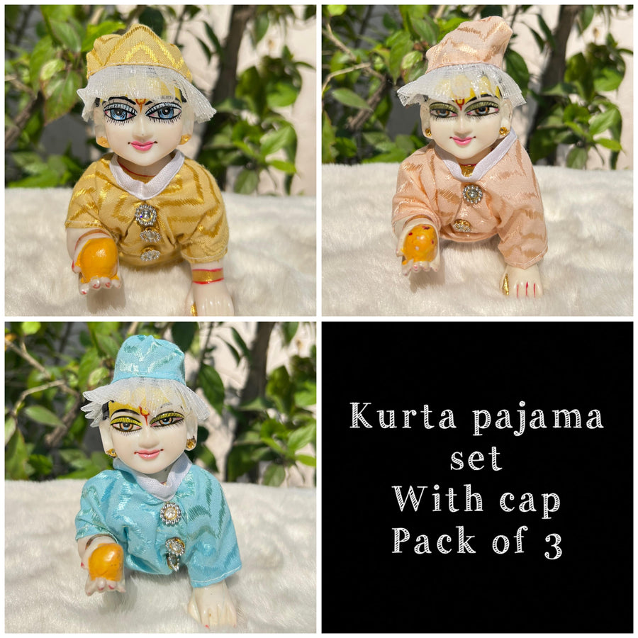Beautiful & premium kurta pajama set for laddu gopal regular wear Pack of 3