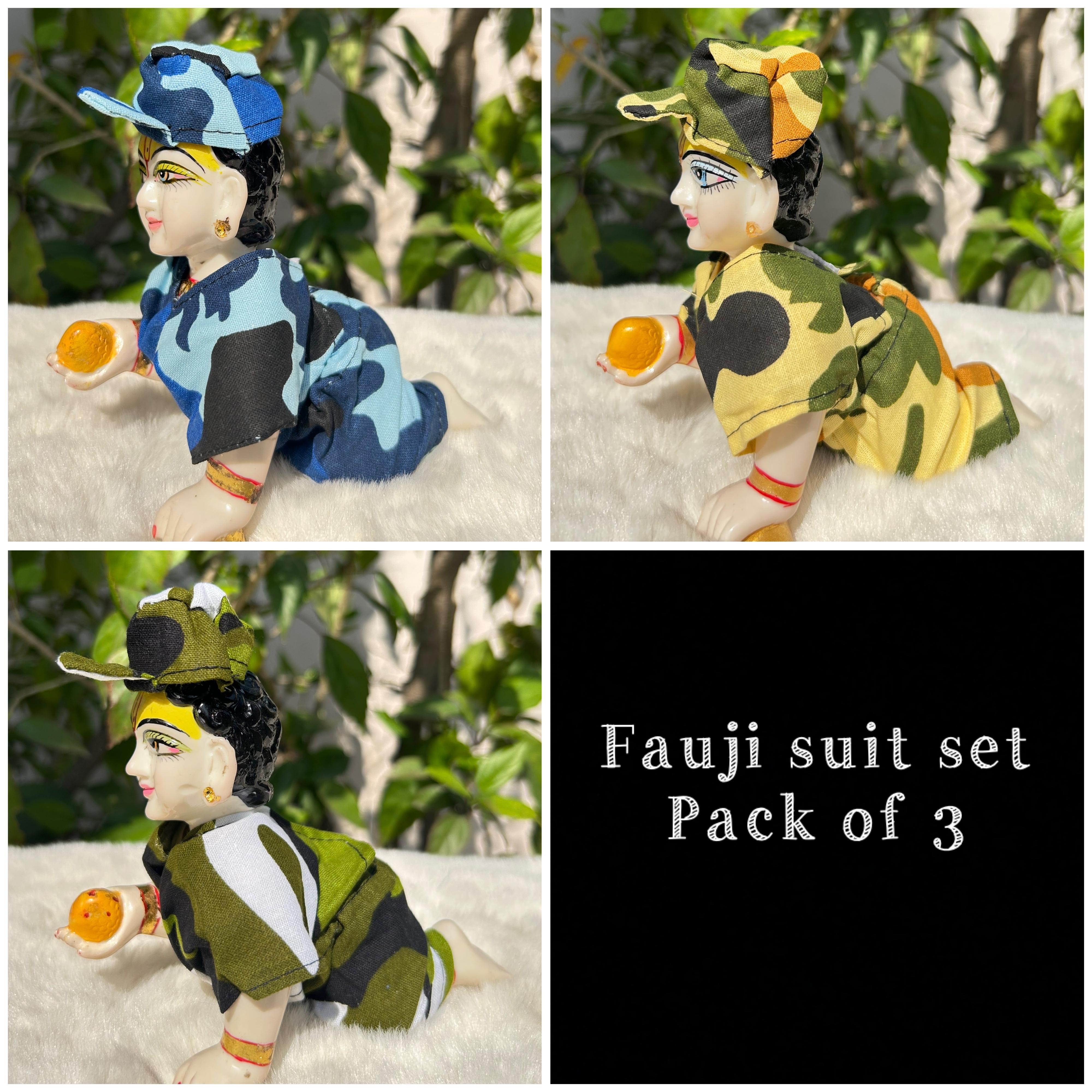 Beautiful fauji dress set for laddu gopal regular wear Pack of 3