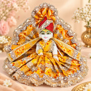 Beautiful Yellow Bandhej Dress for laddu gopal ji with Padgi & Patka