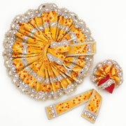 Beautiful Yellow Bandhej Dress for laddu gopal ji with Padgi & Patka