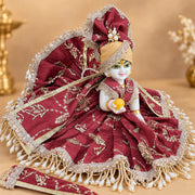 Royal Maroon Designer Laddu Gopal Ji Dress with Pagdi & Patka