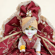 Royal Maroon Designer Laddu Gopal Ji Dress with Pagdi & Patka